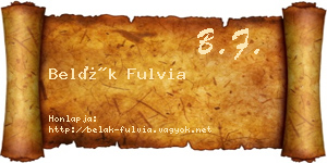 Belák Fulvia névjegykártya